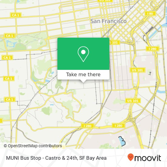 MUNI Bus Stop - Castro & 24th map