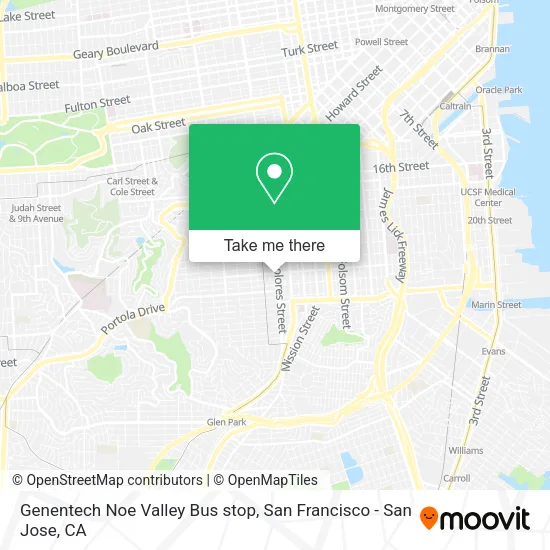 Genentech Noe Valley Bus stop map