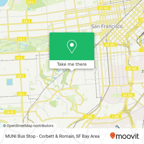 MUNI Bus Stop - Corbett & Romain map