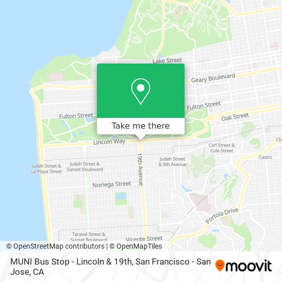 Mapa de MUNI Bus Stop - Lincoln & 19th