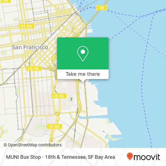 Mapa de MUNI Bus Stop - 18th & Tennessee