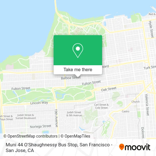 Muni 44 O'Shaughnessy Bus Stop map