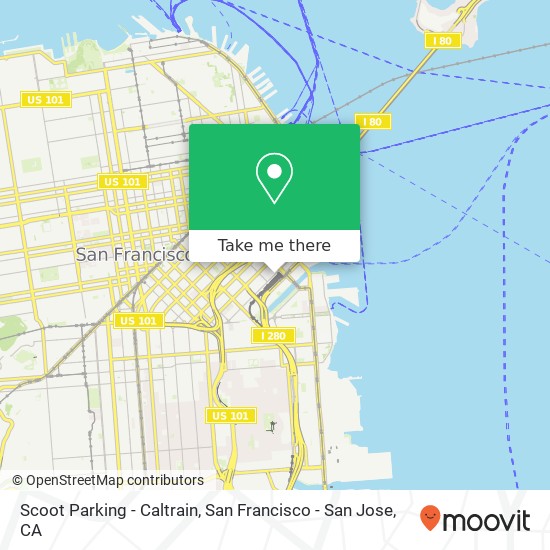 Mapa de Scoot Parking - Caltrain