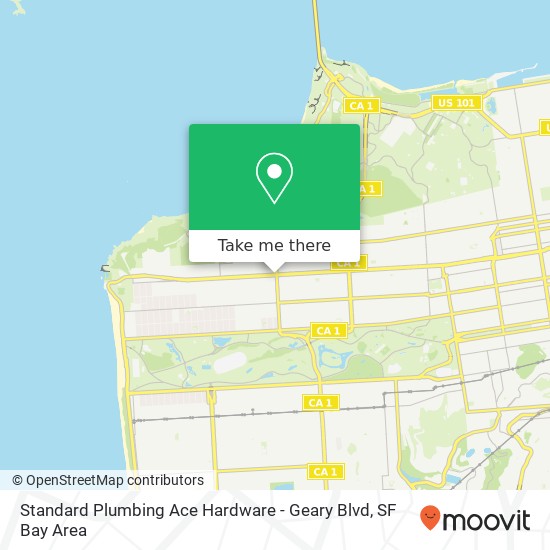 Mapa de Standard Plumbing Ace Hardware - Geary Blvd