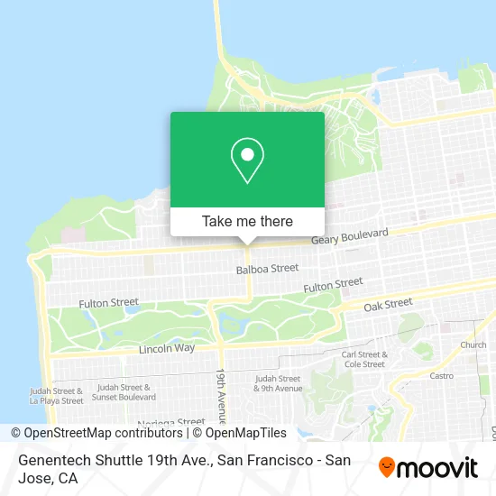 Genentech Shuttle 19th Ave. map