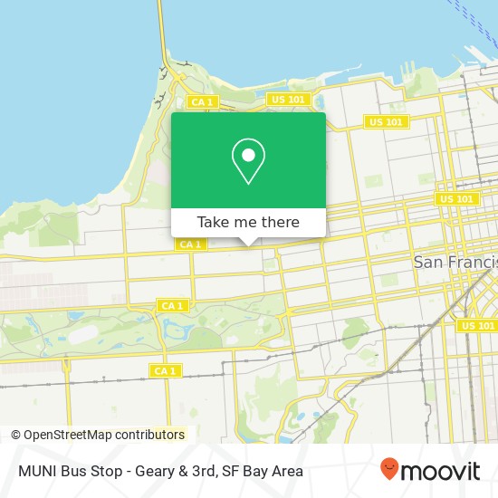 Mapa de MUNI Bus Stop - Geary & 3rd