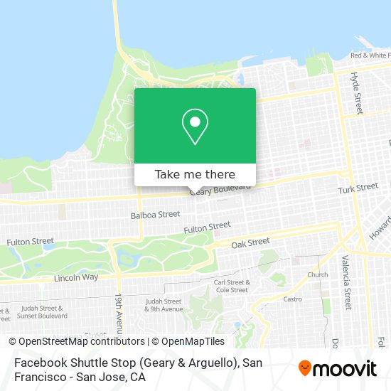 Facebook Shuttle Stop (Geary & Arguello) map