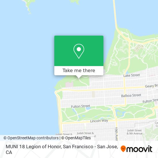 MUNI 18 Legion of Honor map