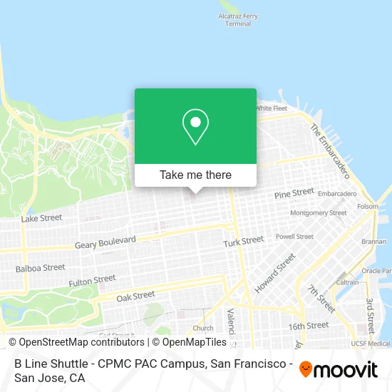 Mapa de B Line Shuttle -  CPMC PAC Campus