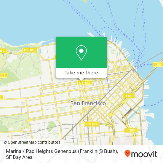 Marina / Pac Heights Genenbus (Franklin @ Bush) map