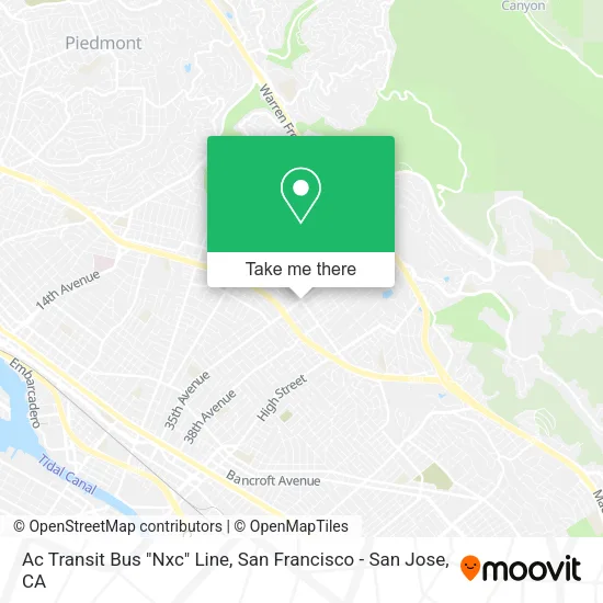 Mapa de Ac Transit Bus "Nxc" Line