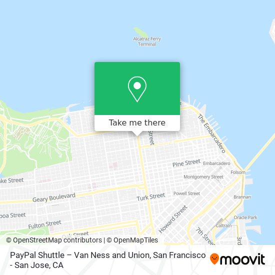PayPal Shuttle – Van Ness and Union map
