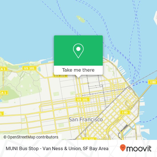 Mapa de MUNI Bus Stop - Van Ness & Union