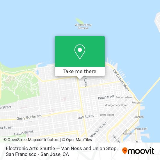 Mapa de Electronic Arts Shuttle — Van Ness and Union Stop