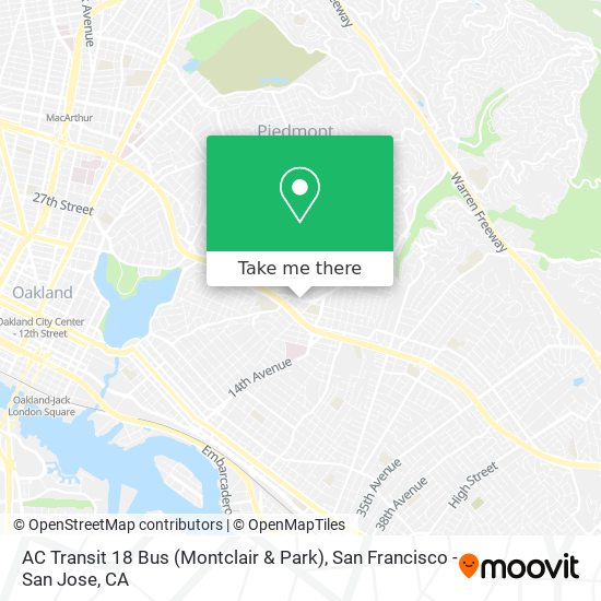 AC Transit 18 Bus (Montclair & Park) map