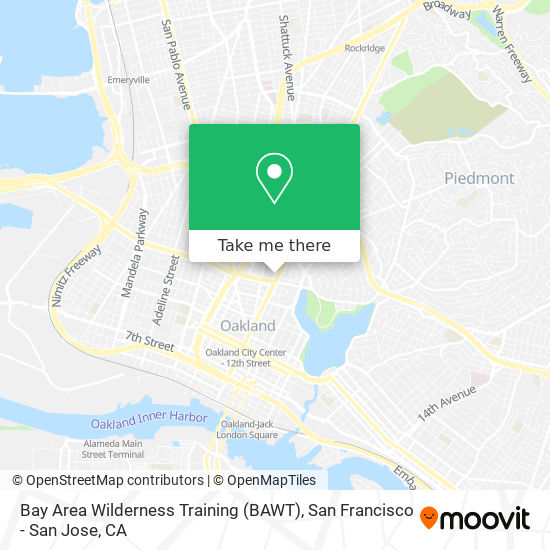 Bay Area Wilderness Training (BAWT) map