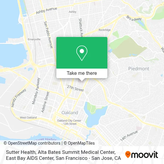 Sutter Health, Alta Bates Summit Medical Center, East Bay AIDS Center map