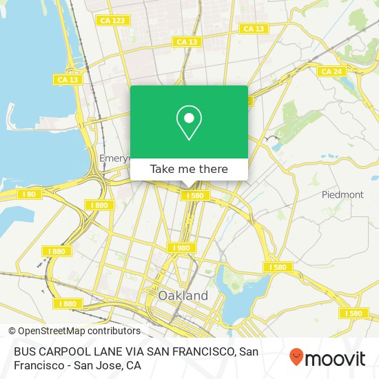 Mapa de BUS CARPOOL LANE VIA SAN FRANCISCO