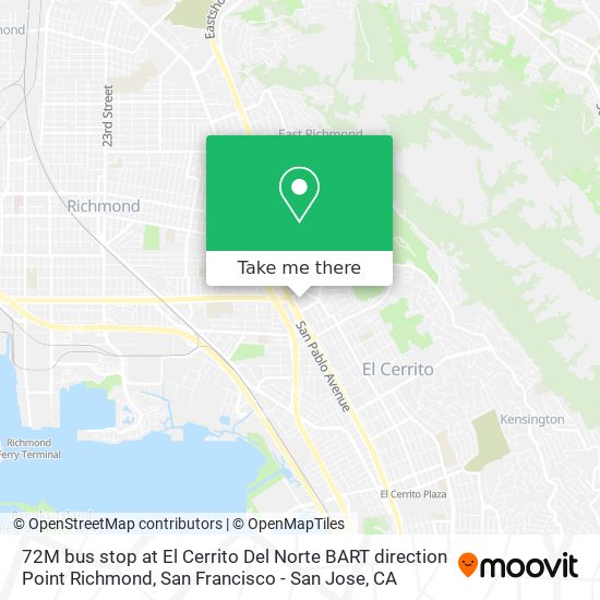 72M bus stop at El Cerrito Del Norte BART direction Point Richmond map