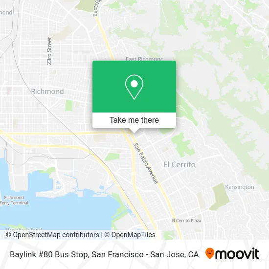 Baylink #80 Bus Stop map