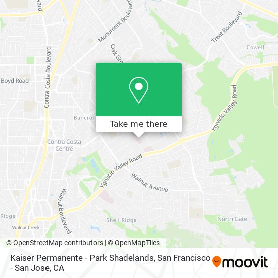 Kaiser Permanente - Park Shadelands map