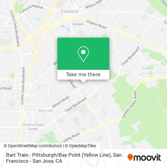 Bart Train - Pittsburgh / Bay Point (Yellow Line) map