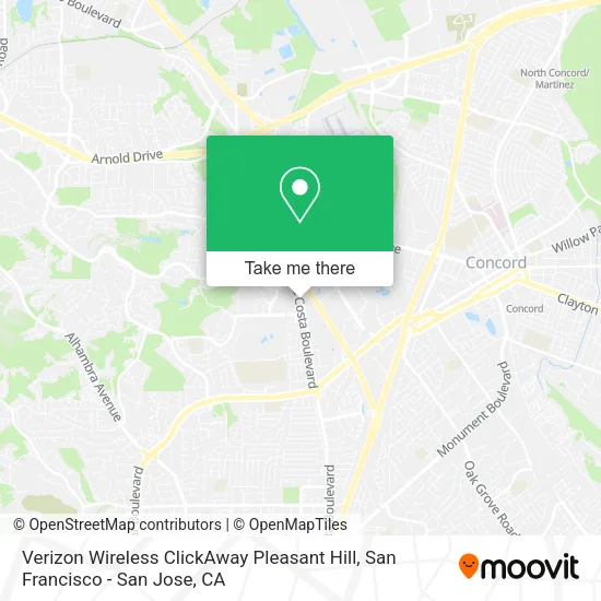 Mapa de Verizon Wireless ClickAway Pleasant Hill