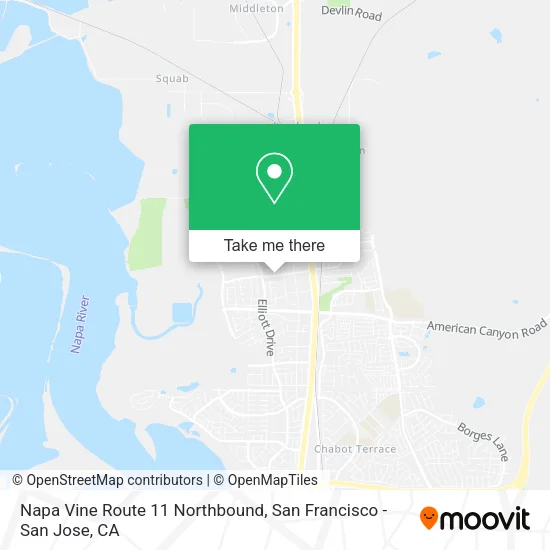 Mapa de Napa Vine Route 11 Northbound
