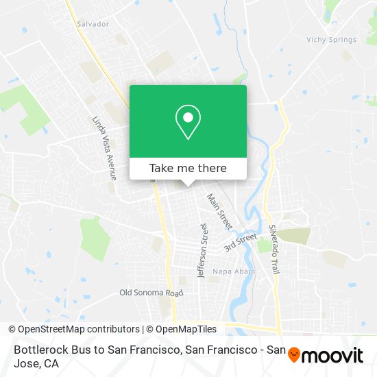 Bottlerock Bus to San Francisco map