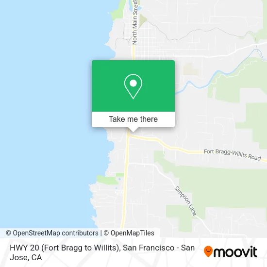 HWY 20 (Fort Bragg to Willits) map