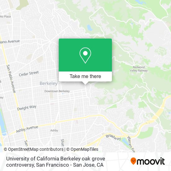 Mapa de University of California Berkeley oak grove controversy