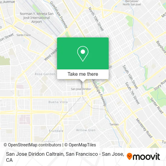 Mapa de San Jose Diridon Caltrain