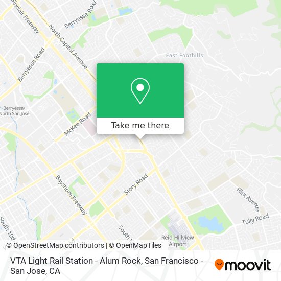 Mapa de VTA Light Rail Station - Alum Rock