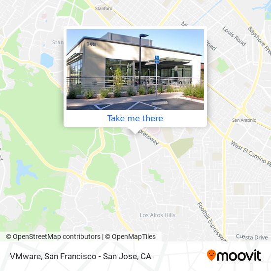 How to get to Stanford Shopping Center in Palo Alto by Bus or Train?
