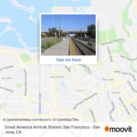 How to get to Great America Amtrak Station in Santa Clara by Bus, Train or  Light Rail?