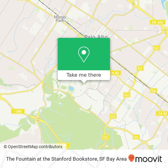 The Fountain at the Stanford Bookstore map