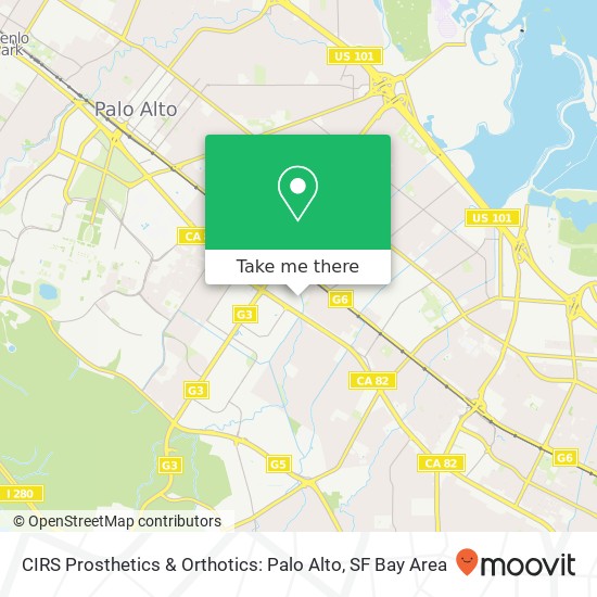 Mapa de CIRS Prosthetics & Orthotics: Palo Alto