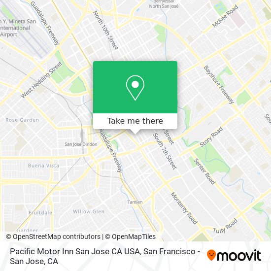 Mapa de Pacific Motor Inn San Jose CA USA