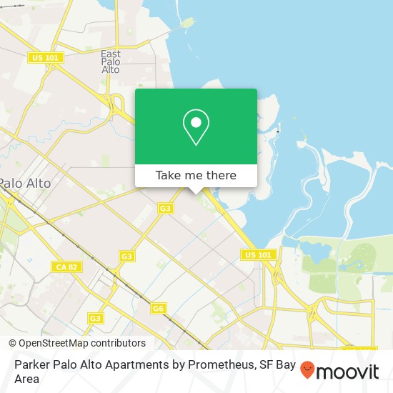 Parker Palo Alto Apartments by Prometheus map