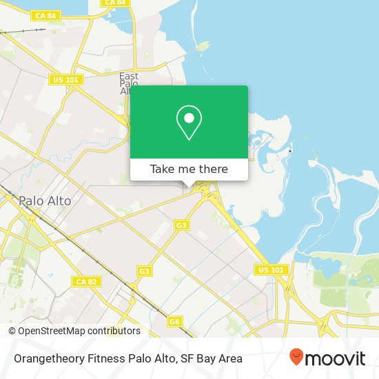 Mapa de Orangetheory Fitness Palo Alto