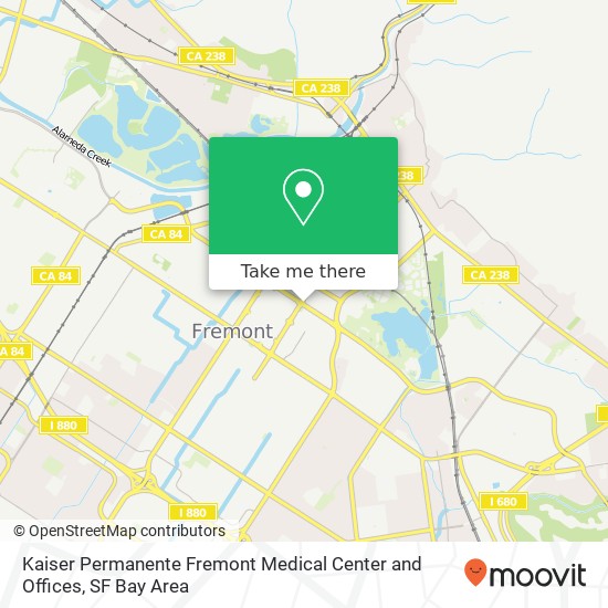 Mapa de Kaiser Permanente Fremont Medical Center and Offices