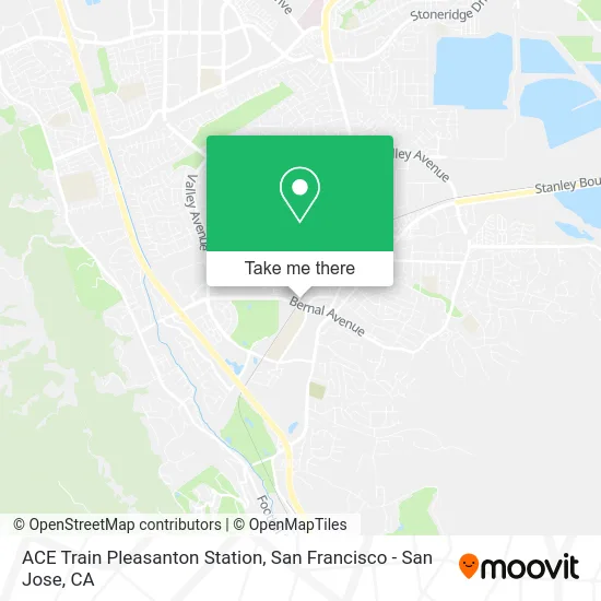 ACE Train Pleasanton Station map