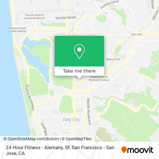 24 Hour Fitness - Alemany, SF map