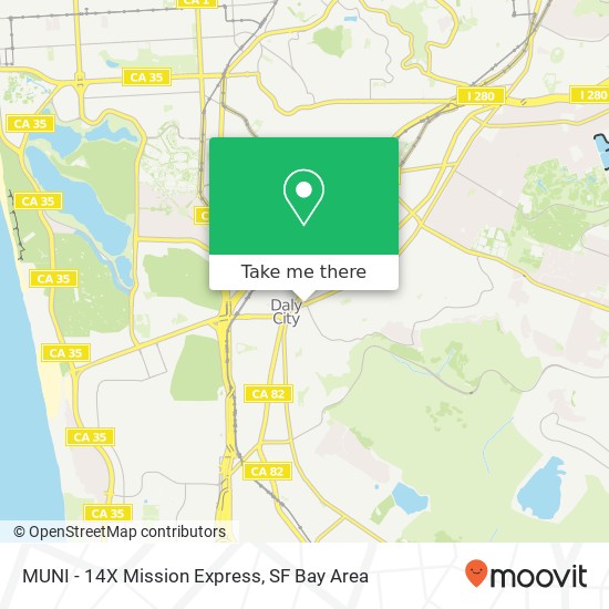 MUNI - 14X Mission Express map