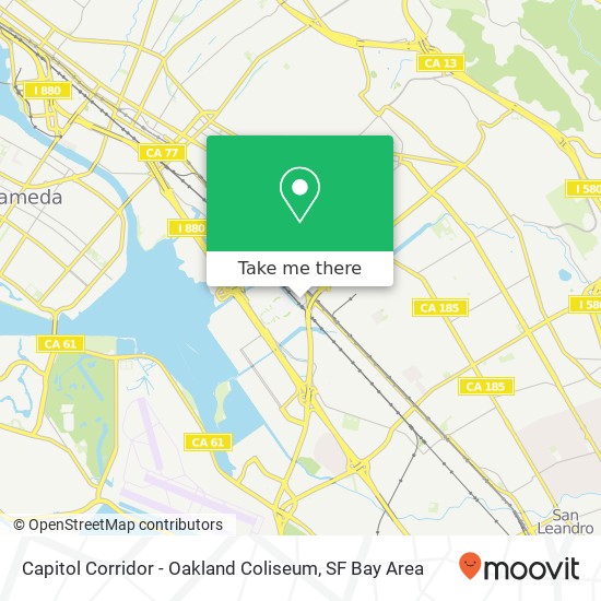 Mapa de Capitol Corridor - Oakland Coliseum