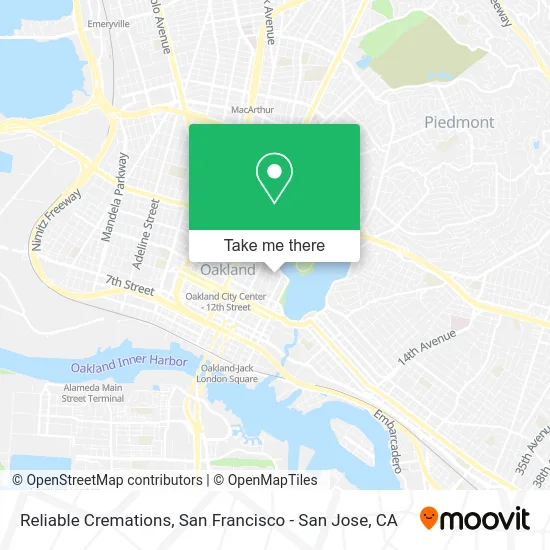 Reliable Cremations map