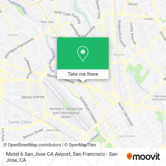 Motel 6 San Jose CA Airport map