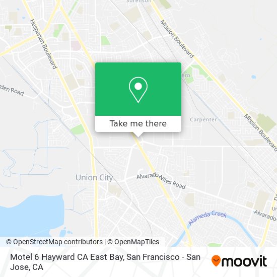 Mapa de Motel 6 Hayward CA East Bay