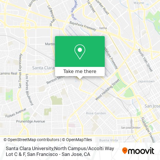 Santa Clara University,North Campus / Accolti Way Lot C & F map