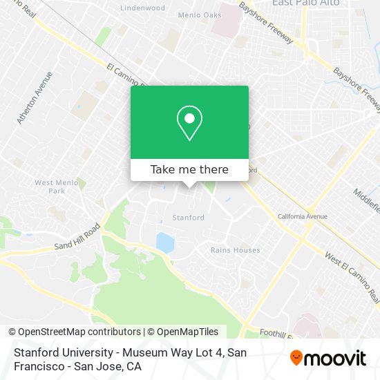 Mapa de Stanford University - Museum Way Lot 4